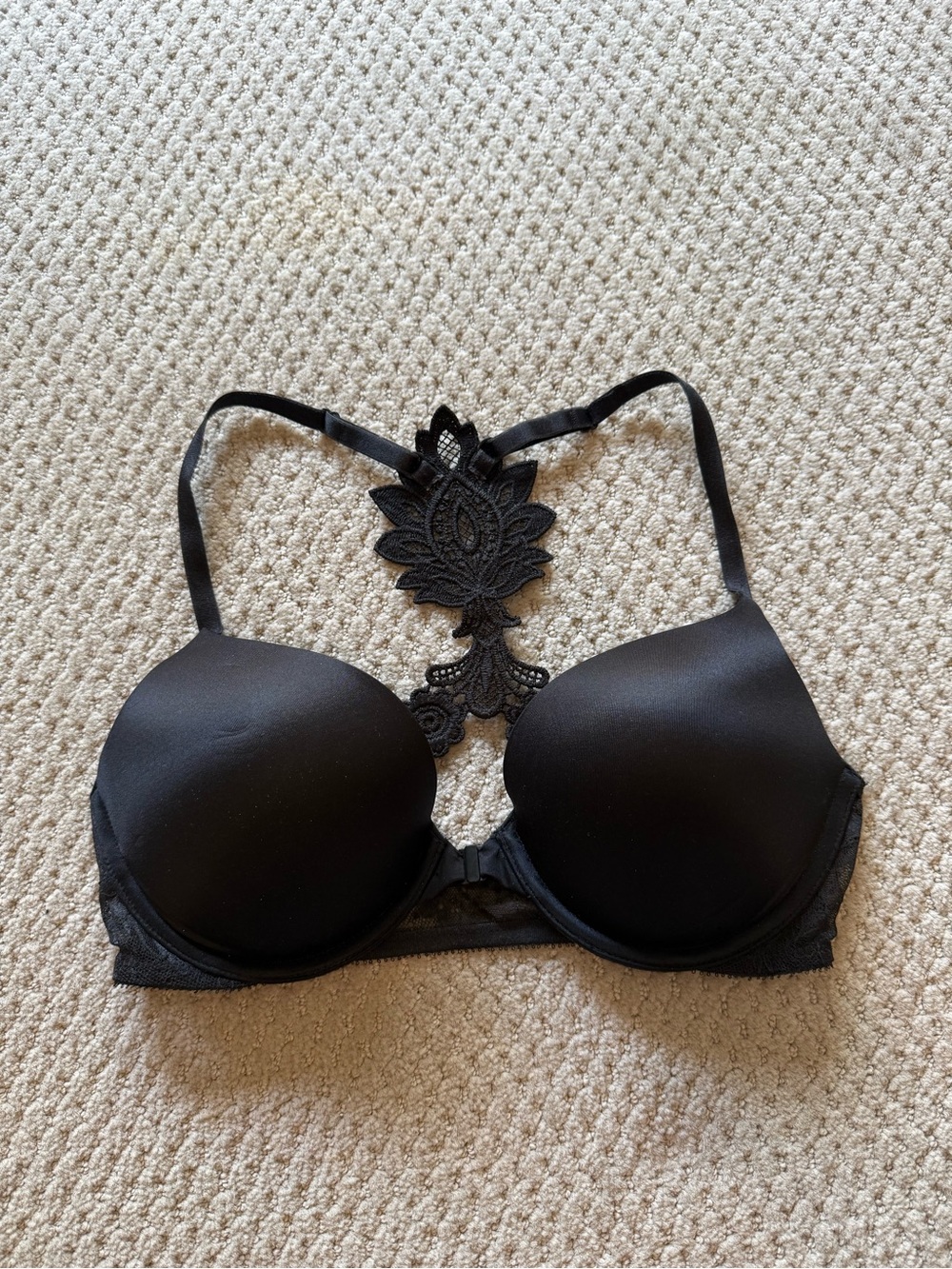 Victoria's Secret Black Lace Racerback Very Sexy Push-Up Bra - 34C